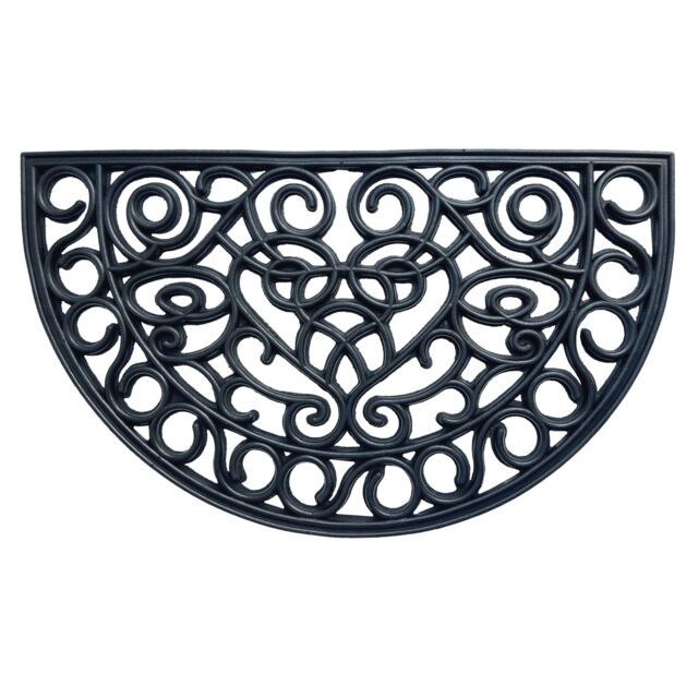 Large Wrought Effect Half Moon Indoor/outdoor Rubber Entrance Doormat
