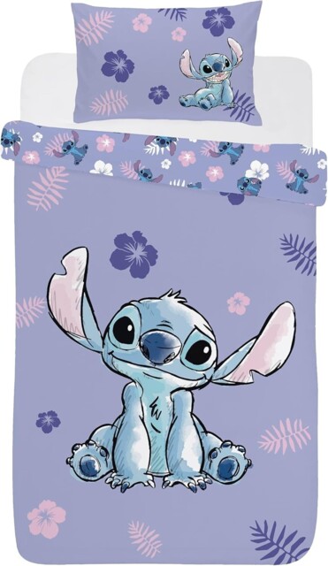 Disney Stitch Single Duvet Cover Bedding Set Lilac Kids Bedroom