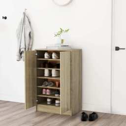 Shoe Cabinet Sonoma Oak 60x35x92 Cm Engineered Wood Vidaxl