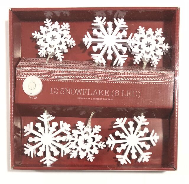 Christmas Light 6 Led 12 Snowflake Hanging Battery Festive Tree