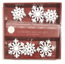 Christmas Light 6 Led 12 Snowflake Hanging Battery Festive Tree