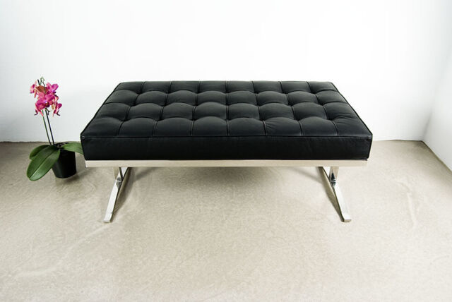 Small Leather Seating Bench With Real Leather 100x57x41cm. Leather Or