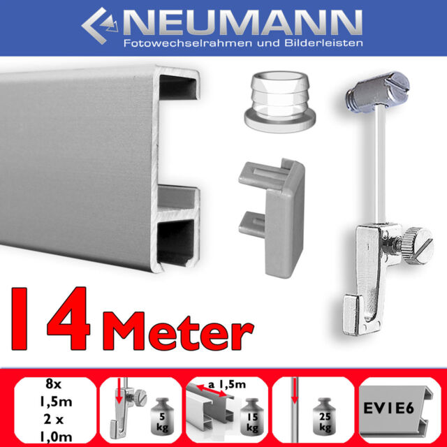 Gallery Rail With Glider 14 M, Picture Rail Set, Silver Matte