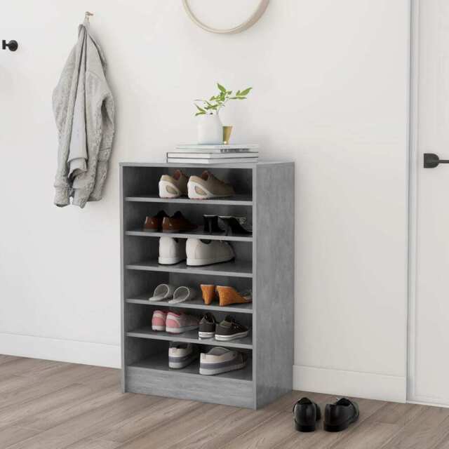 Shoe Cabinet Concrete Grey 60x35x92 Cm Engineered Wood Vidaxl