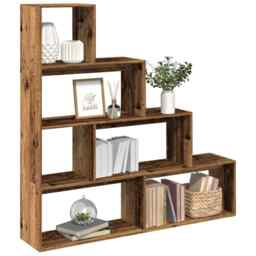 Room Divider Bookcase 4-tier Old Wood 143.5x29x143.5 Cm Engineered