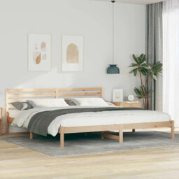 Bed Frame With Headboard Brown 180 X 210 Cm Solid Pine Wood Vidaxl