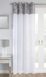 "Liberty 53"" X 72"" Crushed Velvet Eyelet Silver Grey White Voile Luxury"