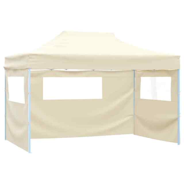Professional Folding Party Tent With 3 Sidewalls 3x4 M Steel Cream
