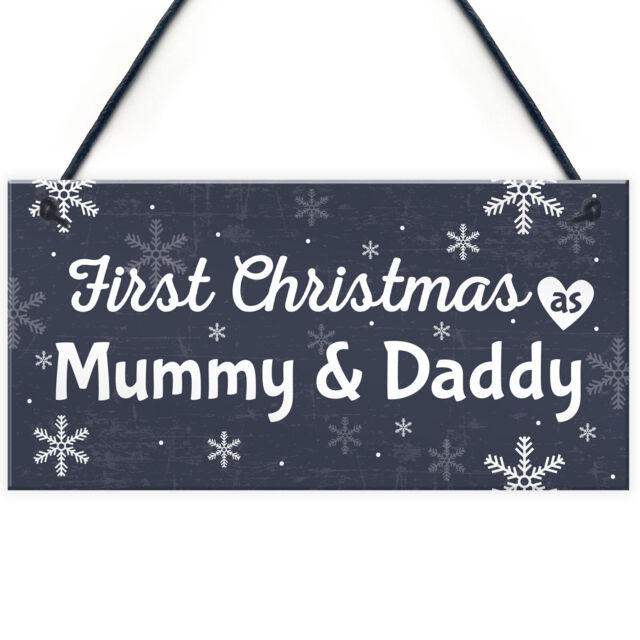 First 1st Christmas As Mummy Daddy Plaque Baby Xmas Gift For Mum Dad