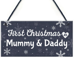 First 1st Christmas As Mummy Daddy Plaque Baby Xmas Gift For Mum Dad