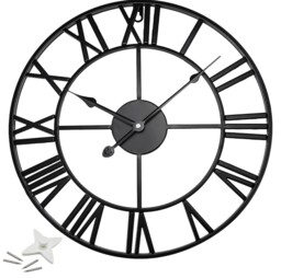 60cm Large Skeleton Metal Roman Wall Clock Big Numerals Giant Open