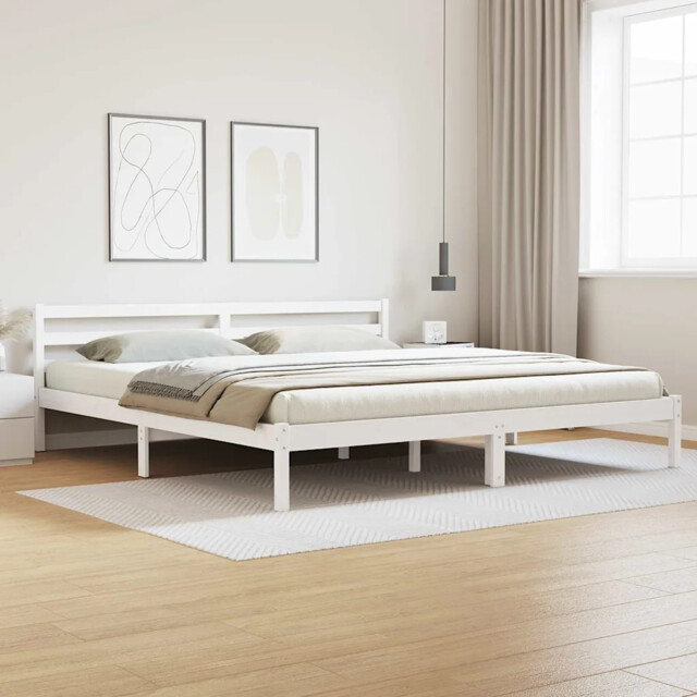Bed Frame With Headboard White 210 X 180 Cm Solid Pine Wood Vidaxl