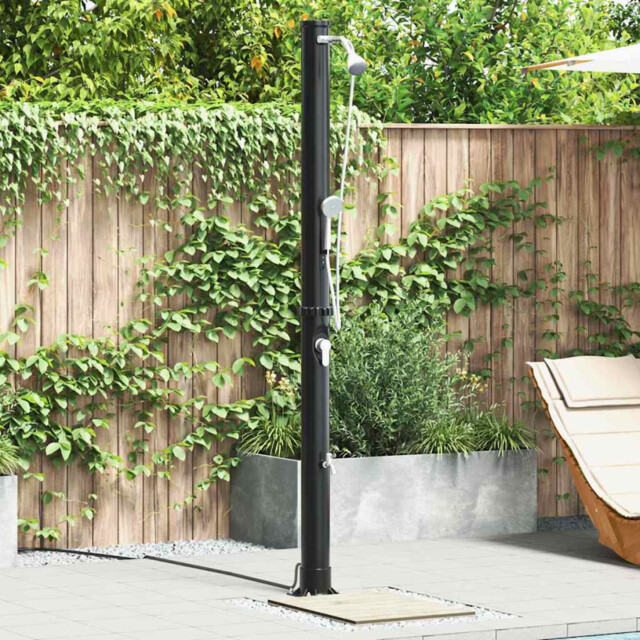 Outdoor Solar Shower Black Pvc Aluminium 217cm Uv-resistant Poolside