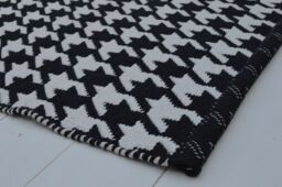 Floor Rug, 100% Cotton Houndstooth Weave Black / White 90x150cm 3x5'