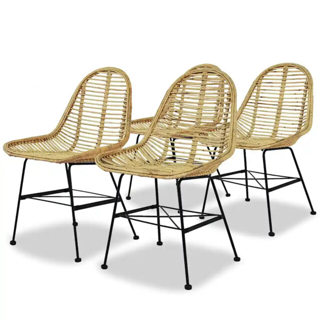 Dining Chairs 4 Pcs Natural Rattan Vidaxl
