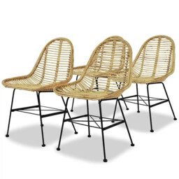 Dining Chairs 4 Pcs Natural Rattan Vidaxl