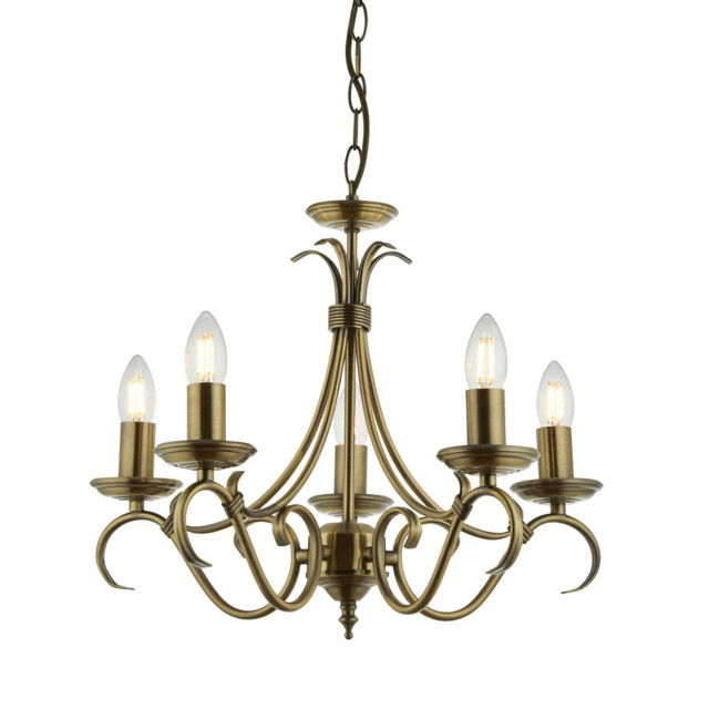 Ceiling Light Brass Bernice 5 Antique Endon 2030-5an