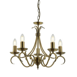 Ceiling Light Brass Bernice 5 Antique Endon 2030-5an