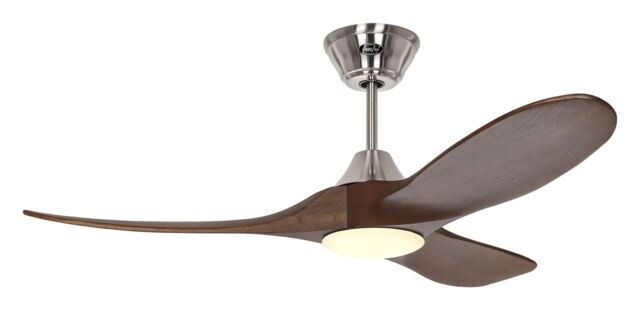 "Dc Ceiling Fan With Led Dimmer Eco Genuino 48"" Chrome Walnut 6 Speed"