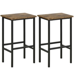 Homcom Industrial Bar Stools Set Of 2, Kitchen Bar Chairs Home Pub
