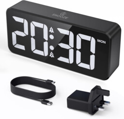 Alarm Clock Bedside Mains Powered, Digital Clock With Large Led