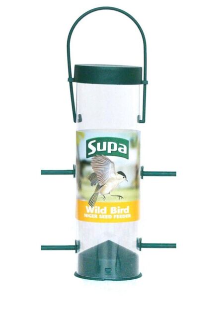 "Niger Seed Feeder 20cm (8"") Plastic 4 Port Nyger Garden Wild Bird"