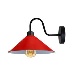 Wall Light Vintage Red Metal Swan Neck Cone Shade E27 Dimmable