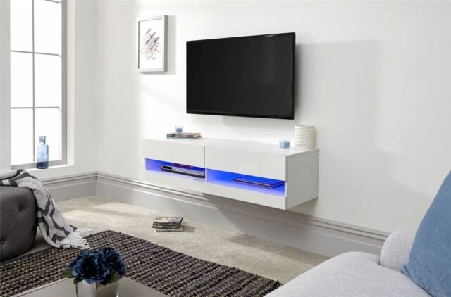 Galicia White 120cm Wall Tv Unit With Led Light Living Room