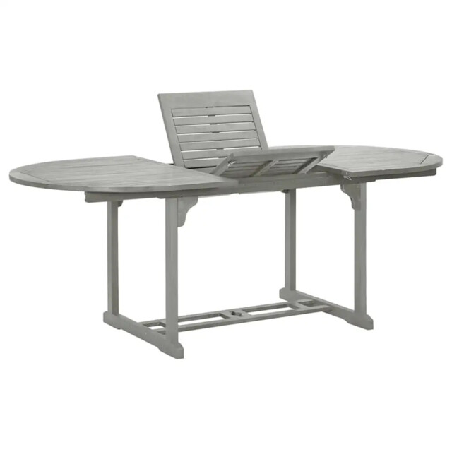 Dining Table Grey Solid Acacia Wood 200x100x75cm Extendable Umbrella