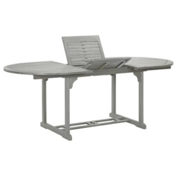Dining Table Grey Solid Acacia Wood 200x100x75cm Extendable Umbrella