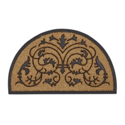 Door Mat Semi-circular Rug Floral Design Natural Fibre Coir Door Mat