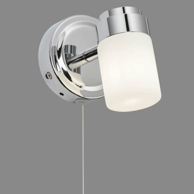 Knightsbridge Ba02s1c Bathroom Wall Spot Light Adjustable Glass Pull