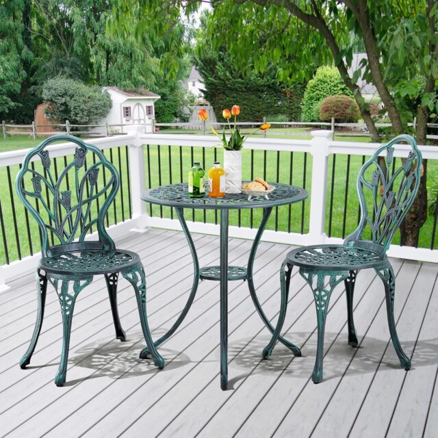 Outsunny 3 Pieces Bistro Set Furniture Garden Balcony Table 2 Chairs