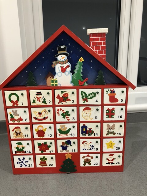 Wooden Advent Calendar Christmas Xmas Wood Tradtional Calender 40 Cm,