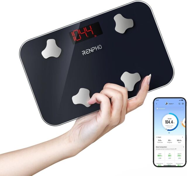Renpho Travel Scale For Body Weight, Mini Bathroom Scale For Body Fat,