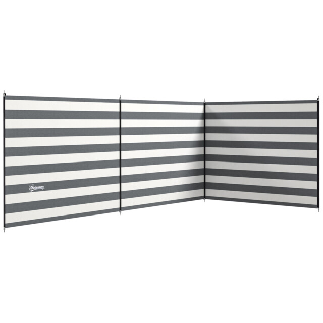 Windbreak Grey White 540x150cm Polyester Steel Beach Camping Privacy