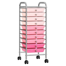 Storage Trolley 4-drawer Ombre Pink Plastic & Chrome 32x36.5x76cm