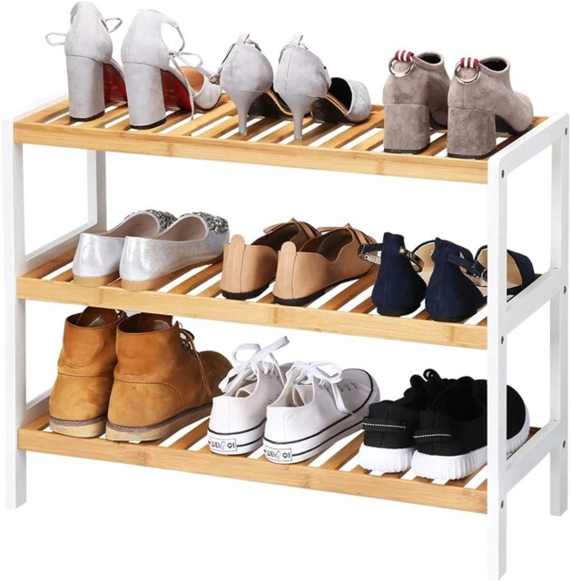 3 Tier Wooden Bamboo Shoe Rack Storage Holder Stand Shelf Organiser