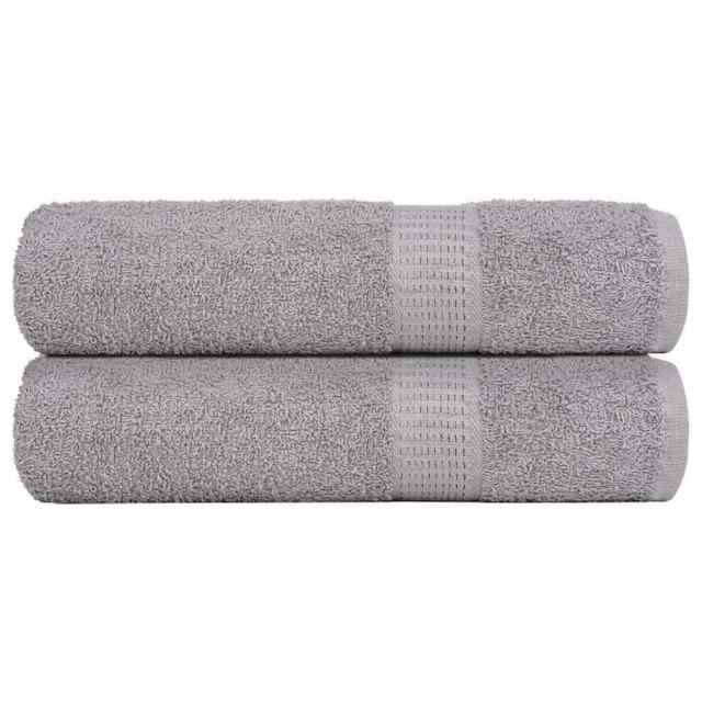 Hand Towels 2 Pcs Grey 50x100 Cm 360 Gsm 100% Cotton Vidaxl