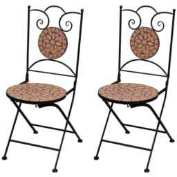 Folding Bistro Chairs 2 Pcs Ceramic Terracotta Vidaxl