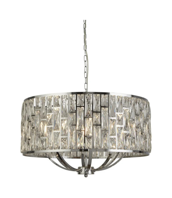 Ceiling Light Silver Bijou Chrome Chandlier Crystal Glass Searchlight