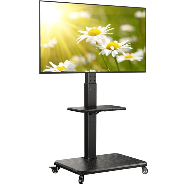 Perlegear Mobile Tv Stand, Tilt & Swivel Rolling Cart For 32 To 75