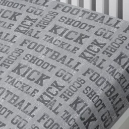 Bedlam Football Print Fitted Sheet Grey Single Kids Bedding Bedroom