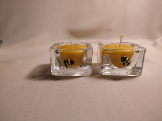 100 % Natural Bees Wax Candle Collection Set Of 4 Small Square Candles