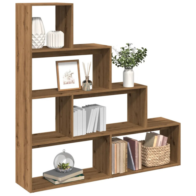 Room Divider Bookcase 4-tier Artisan Oak 143.5x29x143.5 Cm Engineered