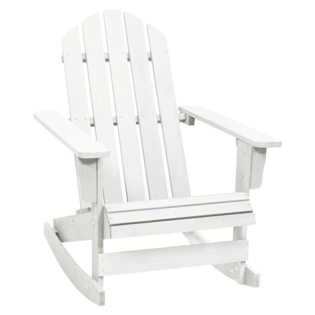 Rocking Chair White Hardwood Pinewood 70x91.5x92cm Vintage Outdoor