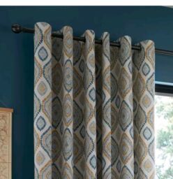 Pineapple Elephant Ziri Fully Lined 46x54 Eyelet Curtains Teal
