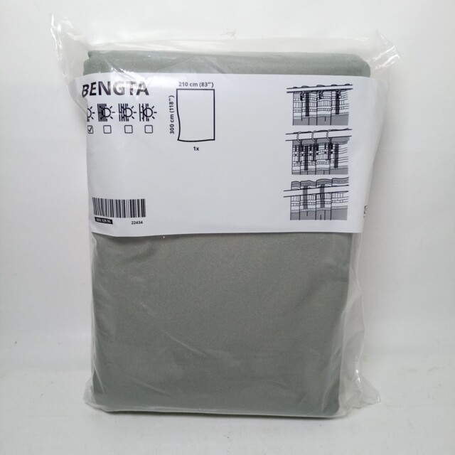 Ikea Bengta Blackout Curtain Panel Single Grey 005.129.96 Header Tape