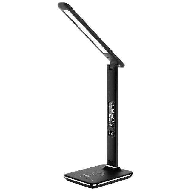 Groov E Ares Led Desk Lamp Wireless Charger Clock Touch Control Black