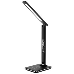 Groov E Ares Led Desk Lamp Wireless Charger Clock Touch Control Black